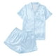 thumbnail image 3 of MKLEKYY Pijama Corto De Satén Para Mujer, Conjunto De 2 Piezas Con Botones Y Cuello Con Muesca De Seda, 3 of 3