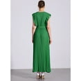 thumbnail image 3 of DARING DIVA Maxi Ruffled Sleeve V Neck Pleated Dress 2XL Green, 3 of 6