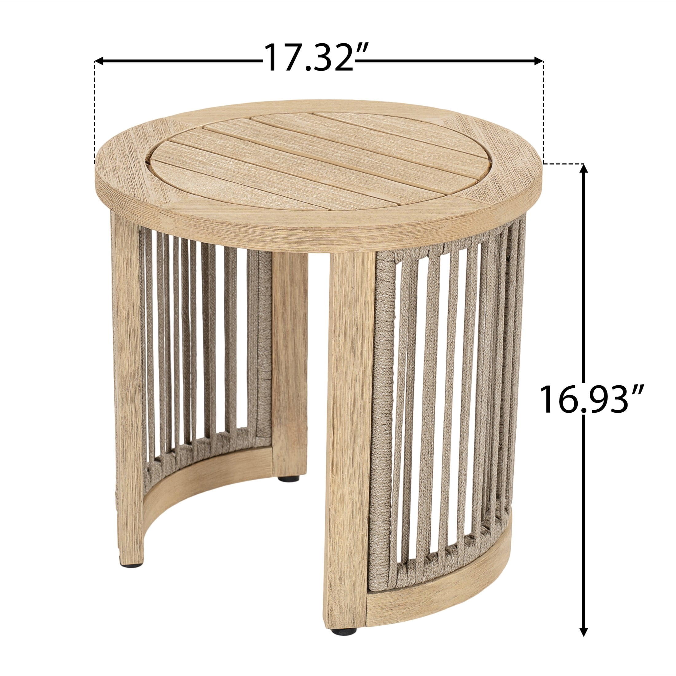 Christopher Knight Home Acacia Wood Outdoor Round Side Table with Rope Detail, Light Teak Finish