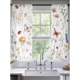 thumbnail image 2 of Spring Butterfly Floral Sheer Curtains 72 Inch Length 2 Panels Set, Pastoral Botanical Watercolor Voile Window Treatment Rod Pocket Curtains Sheers Drapes for Bedroom/Living Room/Kitchen 52"x72"x2, 2 of 7