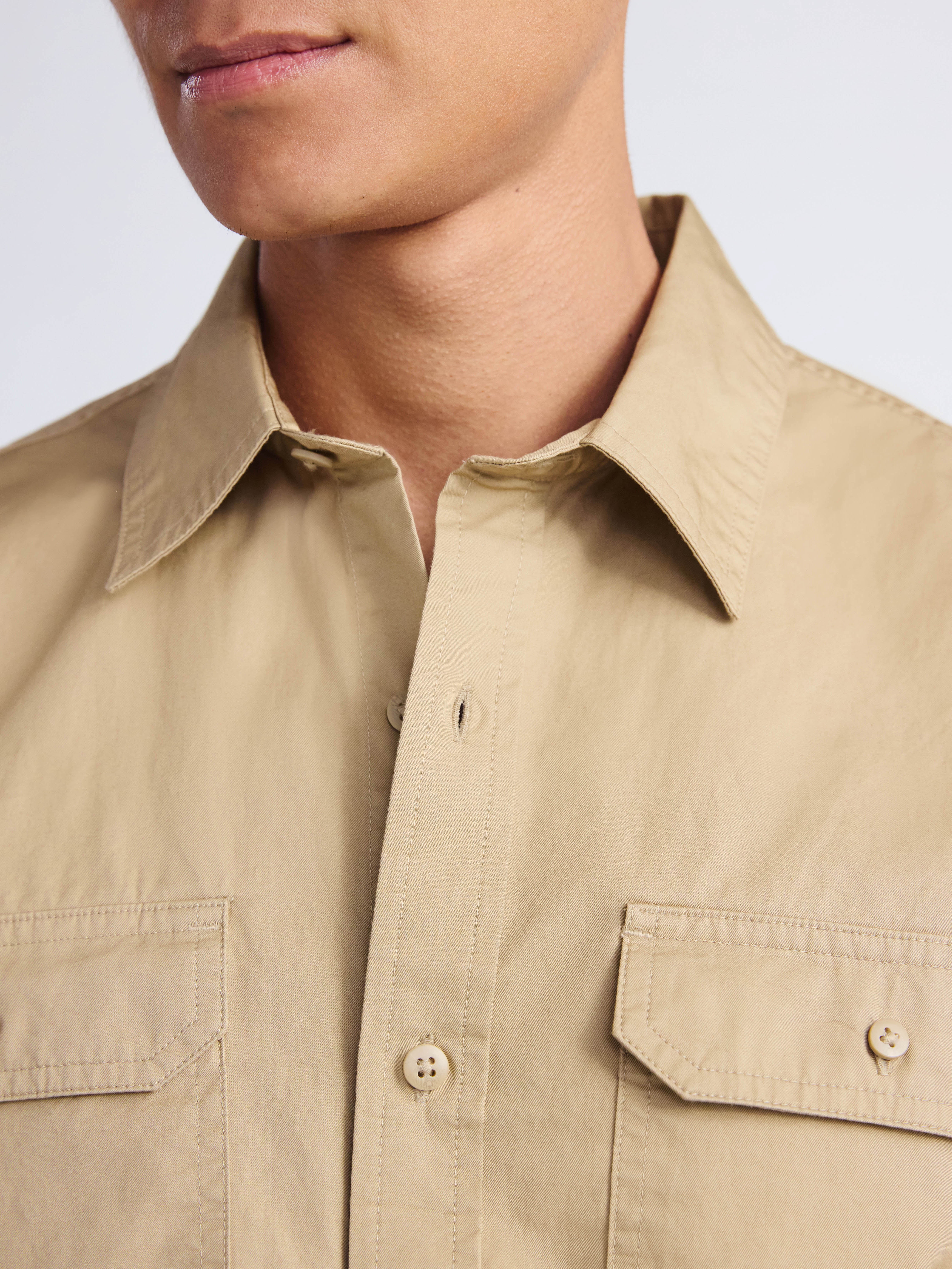 Free Assembly Men's Cotton Utility Shirt with Two Pockets, Sizes S-3XL