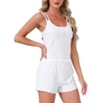 thumbnail image 4 of INSPIRE CHIC Women's Pointelle Pajama Sleepwear Solid Camisole Tops with Shorts Double Strap Loungewear Sets M White, 4 of 6