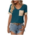 thumbnail image 2 of OSFVNOXV Womens Summer Tops with Patchwork Sequin Pockets,Juniors Y2K Casual Sparkly V-Neck Athletic T-Shirts 2026, 2 of 8