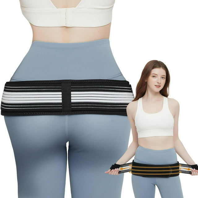 Cinturón sacroilíaco para mujeres y hombres – Cinturón de articulación utilizado para aliviar el dolor de pelvis, espalda baja, piernas y nervios sacro (regular de 32 a 47 pulgadas)