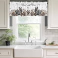 thumbnail image 3 of Rabbits Pine Cone Rod Pocket Curtain Valance, Sweet Home Texture Brown Leaves Berries Farmhouse Window Valance for Living Room, Bedroom, Kitchen 54"W x 18"L, 3 of 9