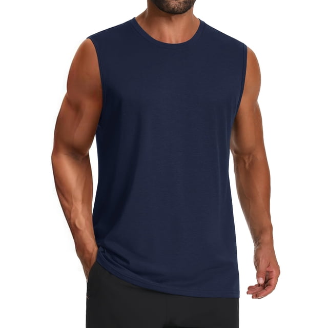 Camiseta sin mangas Cotrasen para hombre UPF 50+, corte regular, azul marino, talla M