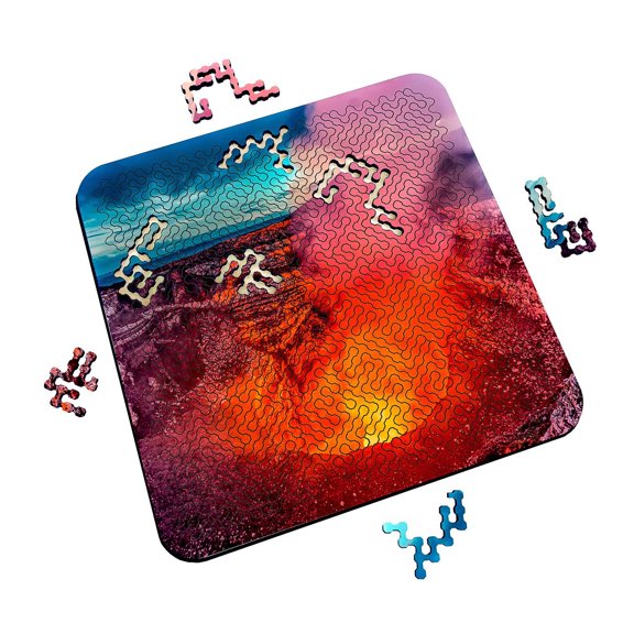 Torched Mind Bending Puzzle Nighttime Volcano Puzzle 11.3"x11.3"x11.3" Mutlicolor