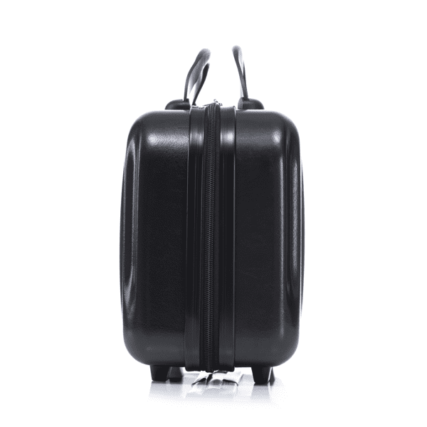 14"/20" in ABS Spinner Wheel Luggage, 2Pcs/Set with Combination Lock and Front Opening Design, 14" Cosmetic Case (Black)