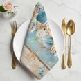 thumbnail image 2 of Teal Blue Brown Beach Coastal Cloth Napkins, Nautical Shell Starfish Coral Summer Washable and Reusable Dinner Napkins Set of 8, Table Napkin for Kitchen Party Birthday Wedding Hotel 20"x20", 2 of 9