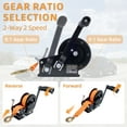 thumbnail image 2 of 3500LBS Heavy Duty Boat Trailer Winch with 32FT Strap, 2-Way Ratchet, 4:1/8:1 Gear Trailer Winch, Portable Hand Crank for Boat, Truck, Trailer, RV, ATV, Jet Ski(3500lbs Orange Strap Winch), 2 of 6