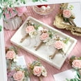 thumbnail image 3 of Crowye 16 Pcs Boutonniere for Men Wedding with Pins Set Groom and Groomsmen Ceremony Anniversary Corsage Wedding Flowers Artificial Bouquets for Formal Dinner Party Fall Vintage Prom (Blush Pink), 3 of 6