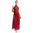 thumbnail image 4 of YiZYiF Costume de Danse Lyrique Long pour Femmes Dos Croisé Robe de Performance Moderne Bourgogne TG, 4 of 8