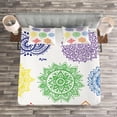 thumbnail image 3 of Ambesonne Mandala Quilted Bedspread Set 3 Pcs, Colorful, King Size, Multicolor, 3 of 3