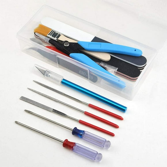 UKLL-20Pcs Modeler Basic Tools Craft Set for Gundam Model Tools Kit with Plastic Box for Model Assemble Car Hobby Model Building Repairing and Fixing DIY Craft kit