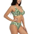 thumbnail image 2 of Kdxio Cute Frog Print Women's 2 Piece High Waisted Wrap Spaghetti Strap Summer Swimsuit Bikini Set-, 2 of 7