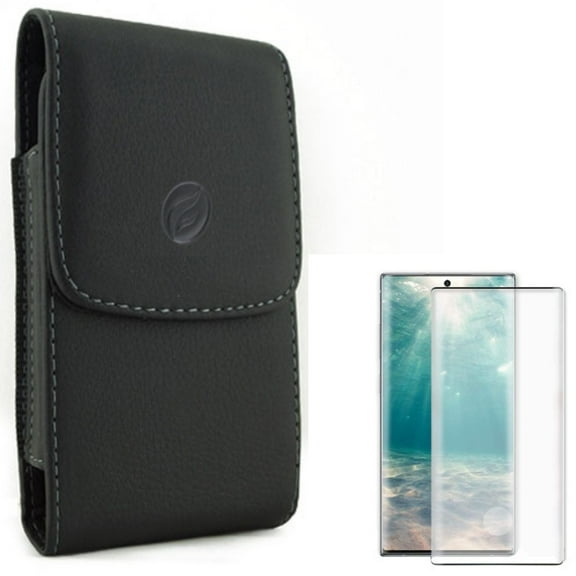 Case Belt Clip & Screen Protector for Samsung Galaxy Note 20 Phone - Combo with Leather Holster Cover Pouch & Tempered Glass (Fingerprint Unlock) 3D Curved Edge Full Cover