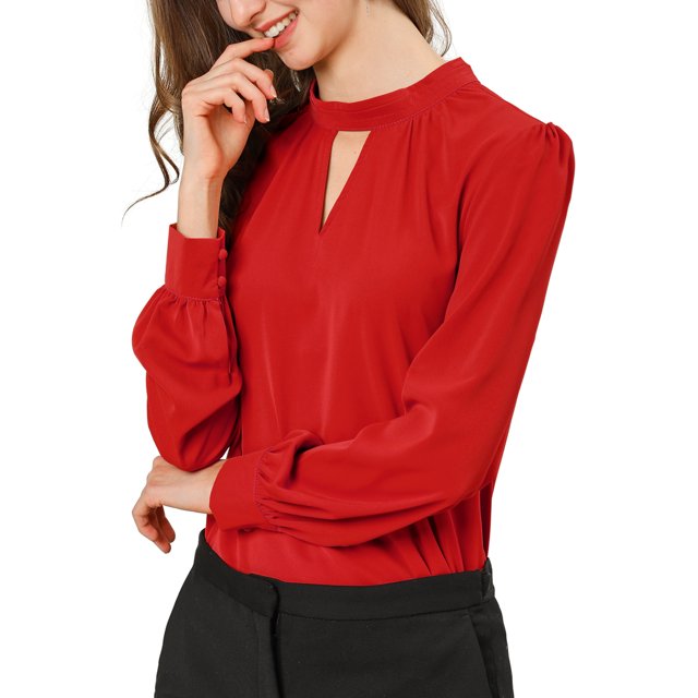 Blusas de gade manlarcon cuello alto Allegra K rojo XL