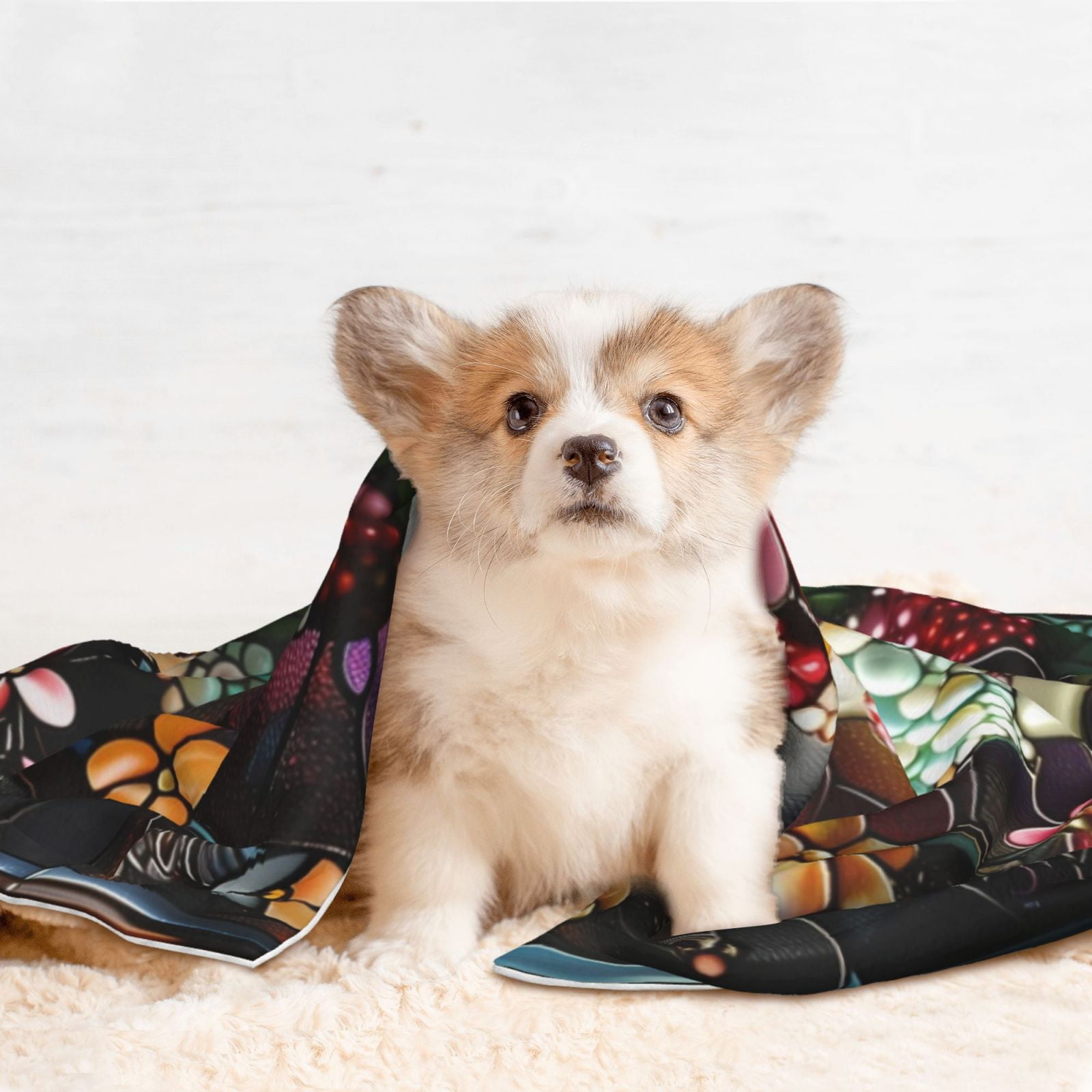 Naloa Stained Glass Floral Cake Dog Blanket, 3 Sizes Cat Blanket for Indoor Cats Large Medium Small Dog Gifts-Medium