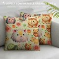 thumbnail image 3 of Cartoon Throw Pillow Cushion Case, Animals with Simplistic Art Design Lion Bear Bunny Cow with Flowers, Decorative Square Accent Pillow Cover, , Multicolor, 3 of 5