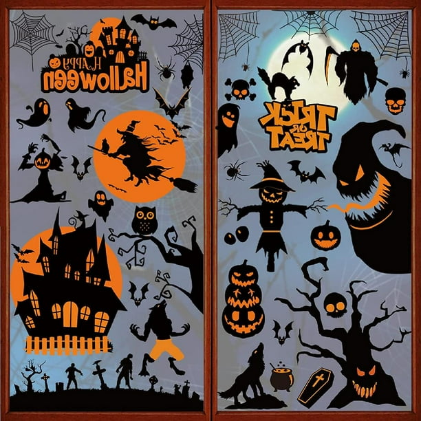 Halloween Window Clings Decals, Halloween Window Silhouette Large Cute