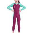 thumbnail image 4 of FYMNSI Kids Wetsuit Girls Full Body Swimsuit One Piece Long Sleeve Bathing Suit Zipper Sun Protection Warm Swimwear for Swimming Diving Surf Water Sports, 4 of 9