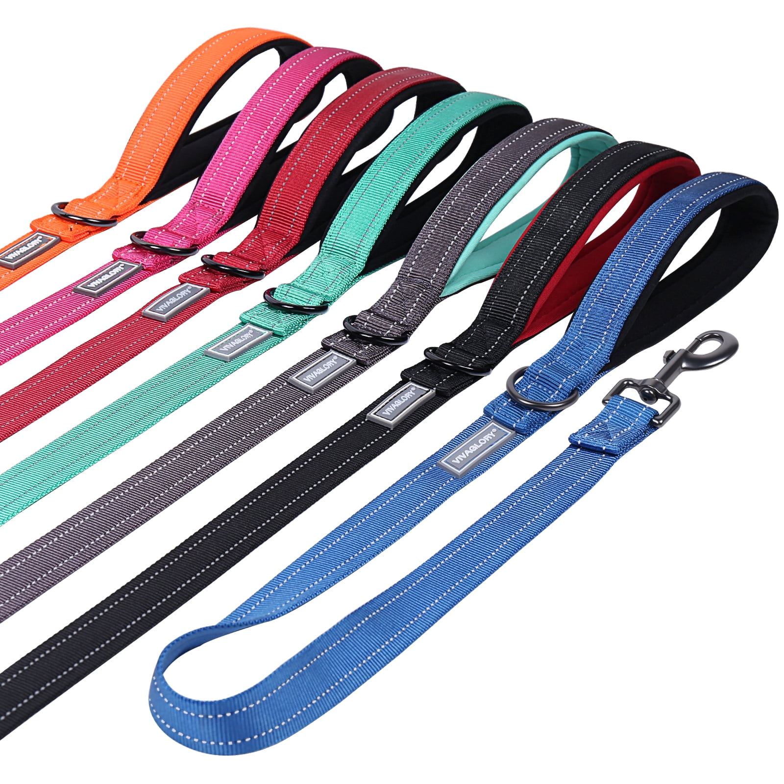 VIVAGLORY Dog Leash with Padded Handle, Reflective Nylon Lead, Medium ...