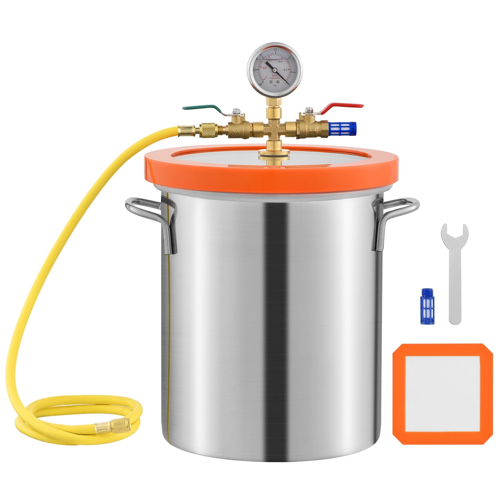 KFFKFF Vacuum Chamber Tempered Glass Lid Vacuum 5 Gal Degassing Chamber Silicone