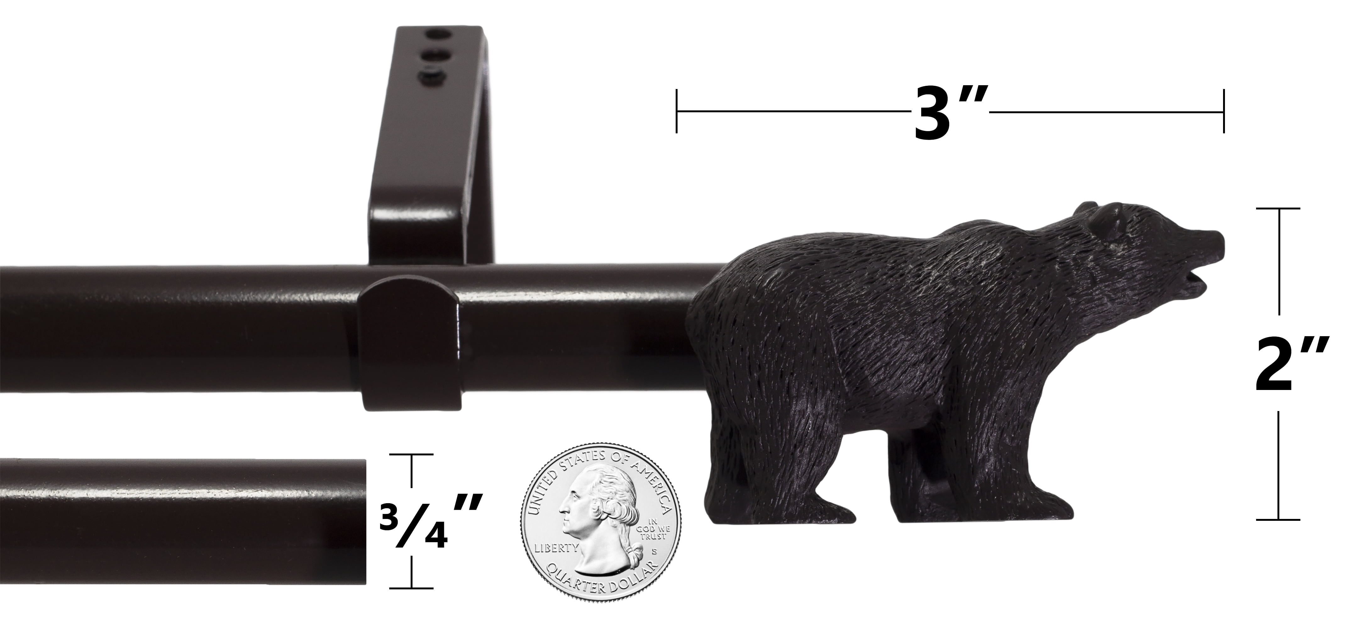 Urbanest Farmhouse Bear 3/4" Adjustable Curtain Rod – Heavy-Duty Telescoping Drapery Rod with Decorative Bear Finials – Extendable Window Rod for Curtains & Drapes, 84"–120″, Oil-rubbed Bronze (ORB)