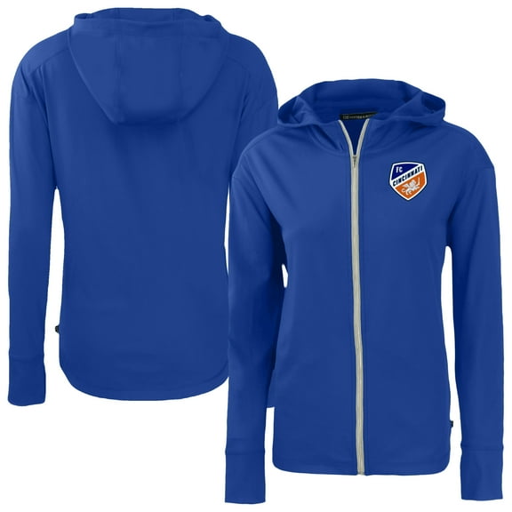 Women's-Cutter & Buck  Blue FC Cincinnati Daybreak Eco Recycled Full-Zip Hoodie