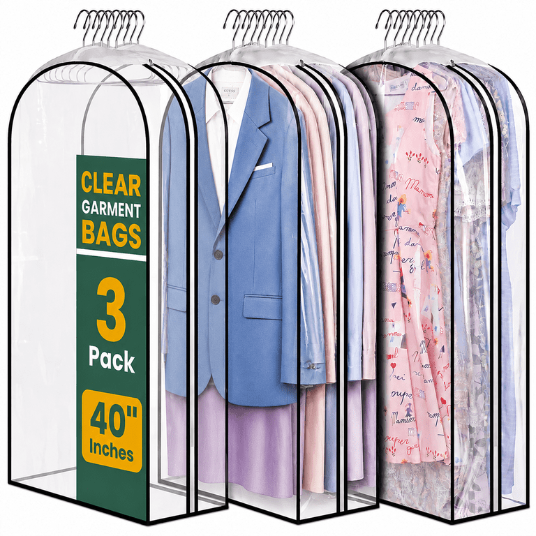 INCTUO Clear Hanging Garment Bags 40 Inch 3-Pack photo 1