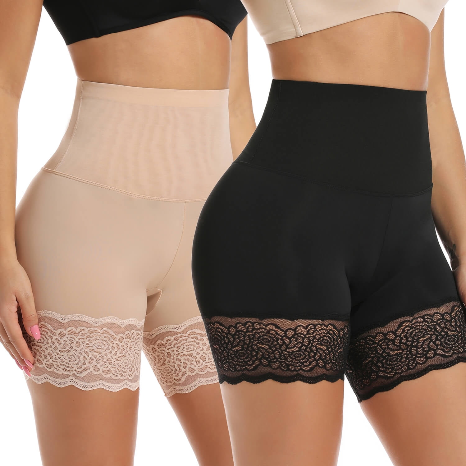 Joyshaper Slip Shorts for Under Dresses Anti Chafing Thigh Bands Underwear Women Girls Lace Stretch Safety Pants Leggings 