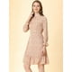 thumbnail image 2 of Vestido A Media Pierna Allegra K de Leopardo con Dobladillo con Volantes y Manga Larga Rosa S, 2 of 6