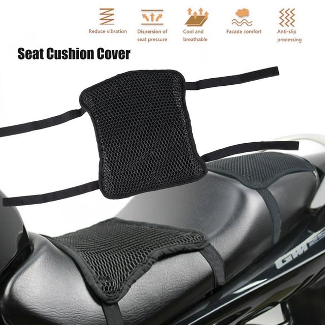 Motorcycle Seat Cushion Mesh Breathable Comfortable Motorbike Seat Pad Non-Slip Shock Absorption Ride Seat Protector Air Cooling Motorcycle Seat Cover