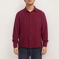 thumbnail image 4 of Men's Casual Linen Button Down Shirt - Long Sleeve, Loose Fit - Polyester Blend for Autumn - V-Neck, S-XXXL Sizes, Machine Washable, 4 of 8