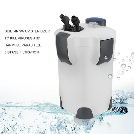 - Professional 200 Gallon Aquarium Fish Tank External Canister Filter UV 9W Sterilizer with 3-Stage Filtration HW-303B