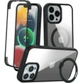 thumbnail image 2 of for iPhone 13 Pro Max Case,Built-in 9H Tempered Glass Screen Protector,Wireless Charging,Stand Kickstand,Military Dropproof,Real 360,Full Body Shockproof Phone Case(Black/Clear), 2 of 17