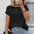 thumbnail image 6 of Women's Ribbed Sweater Crew Neck Short Sleeve Loose Fit Knit Pullover Tops 2026 Spring Summer Trendy Casual Clothes, 6 of 7