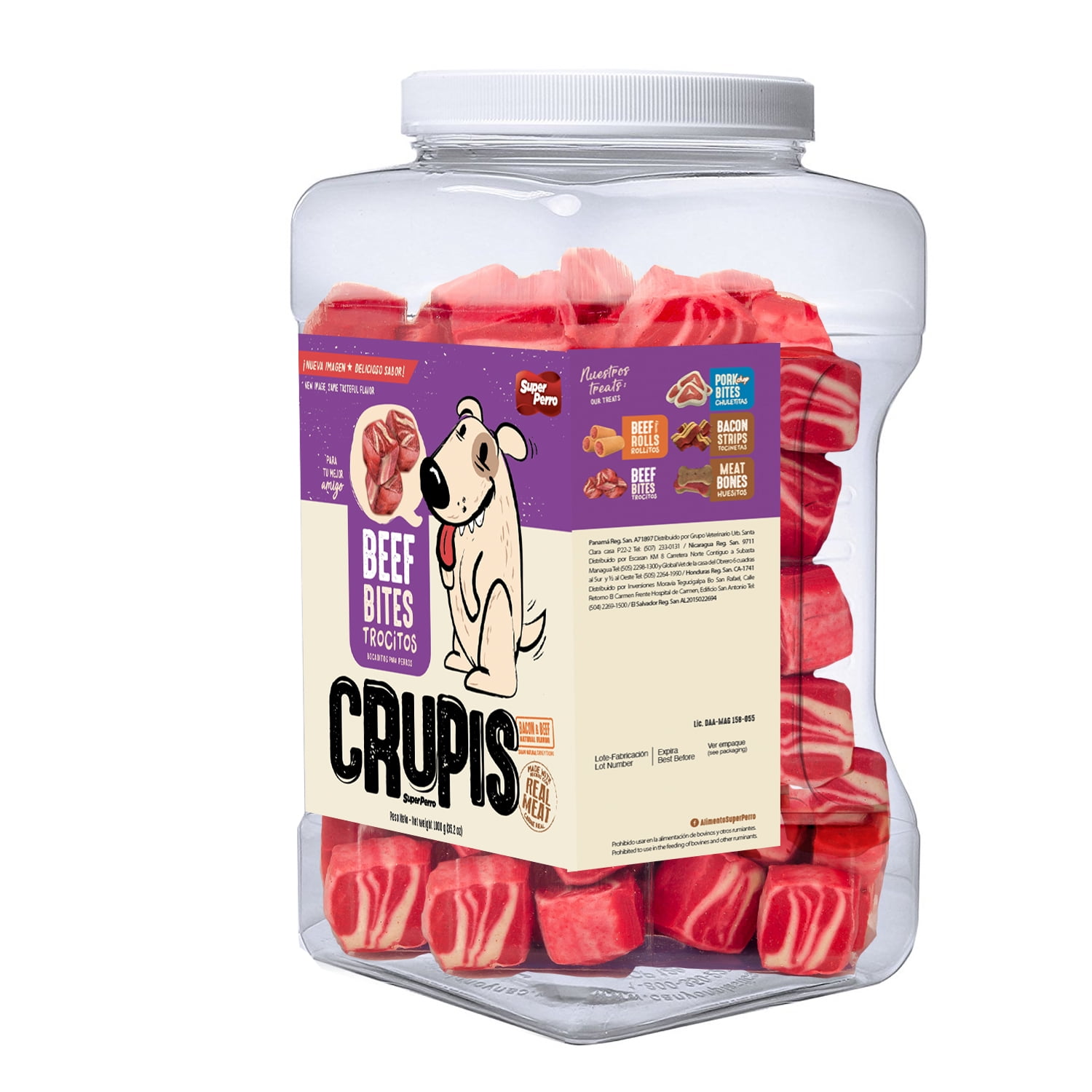 Crupi Treats for Dogs Bites Made with Natural Bacon and Beef Hard DryTreats 35.2oz Single Box