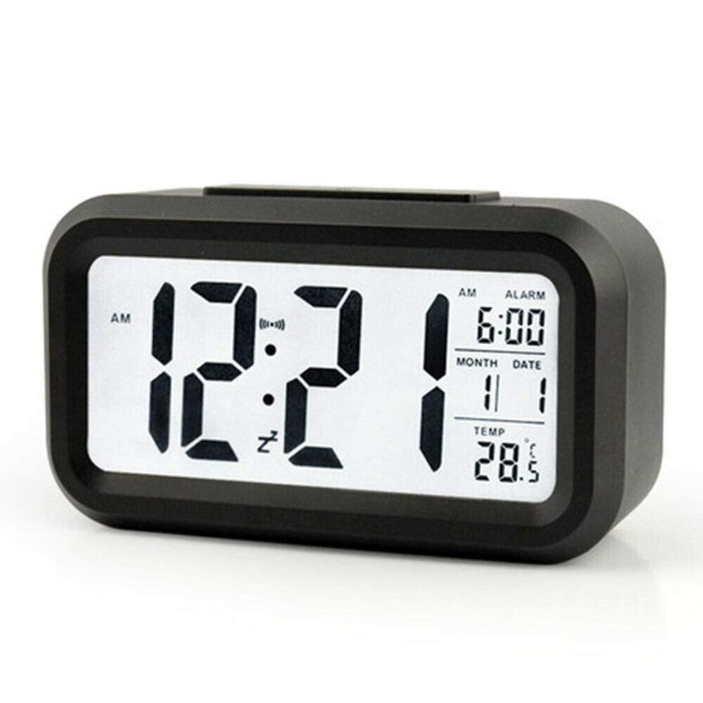 LCD Digital Clock Battery Operated Snooze Alarm Clocks Kids Room Christmas Gift 