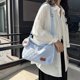 thumbnail image 5 of Bolso de hombro de lona informal para mujer, bolso de mensajero, bolso de viaje para estudiantes (azul claro), 5 of 8
