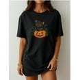thumbnail image 2 of Cute Black Kitten Halloween Shirt Sitting on Pumpkin Jack-o'-Lantern Fall Spooky Season Cat Lover Tee Autumn October Graphic Shirt, 2 of 5
