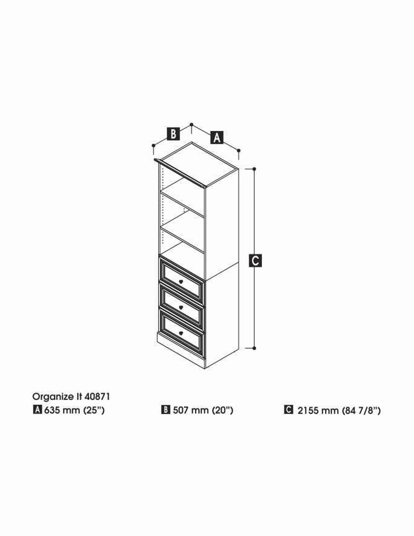 Bestar Versatile 25W Closet Organizer with Drawers in white