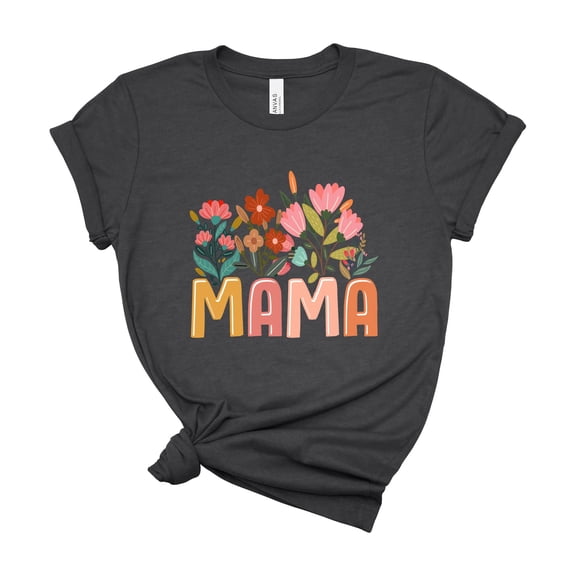 Wildflower Floral Mama Womens Graphic Tee Boho Mom Shirt Casual Novelty Top