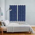 thumbnail image 4 of Navy Blue Striped Kitchen Curtains 63 Inch Length, Modern Abstract Art Geometric Stripes Grommet Top Bedroom Living Room Curtains, Light Filtering Cafe Curtain Drapes 2 Panels Set 84''x63'', 4 of 9