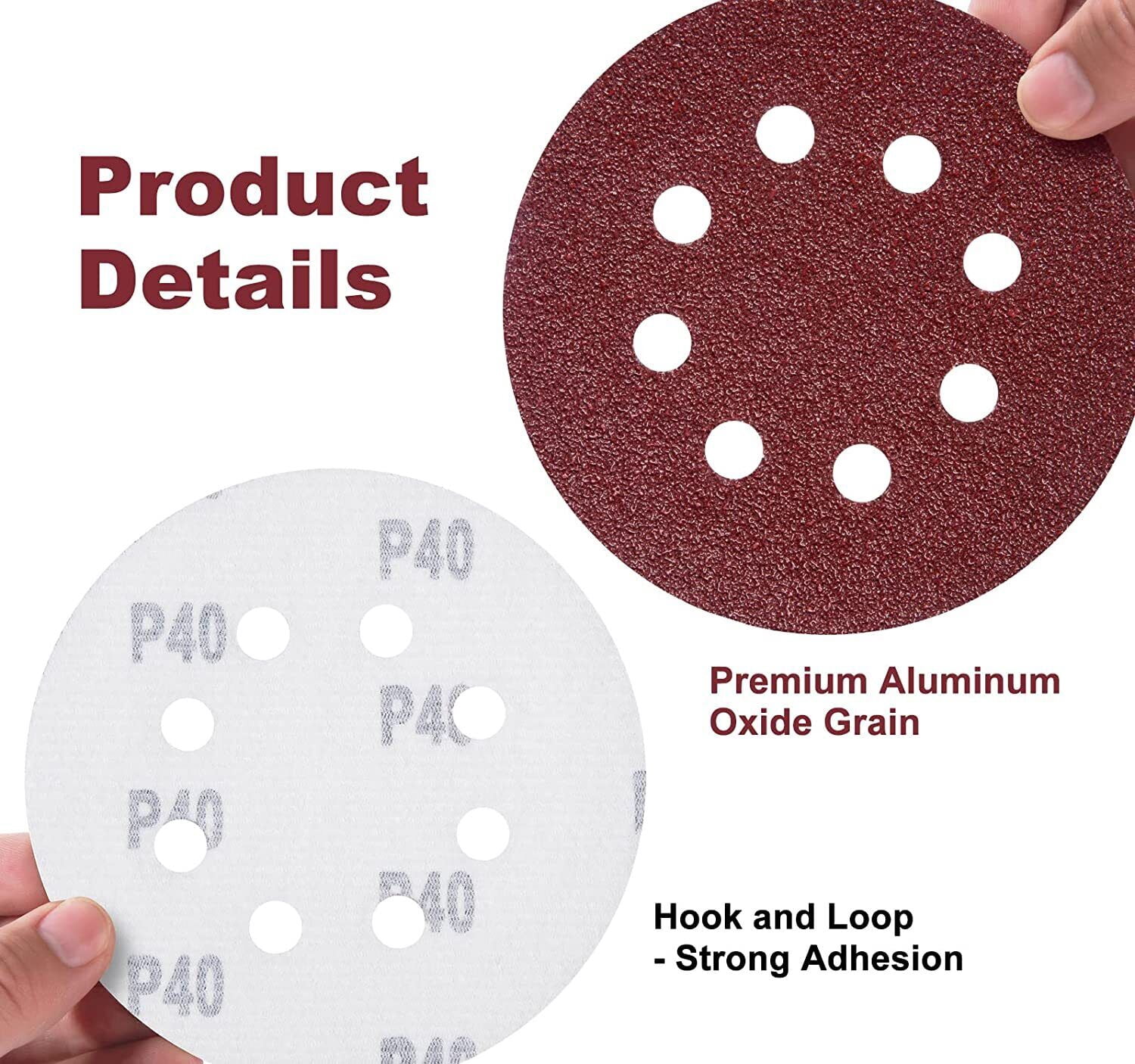 S SATC 150x 5inch Sanding Discs 40 Grit Hook Loop 8-Hole Sandpaper Orbital Sander Paper