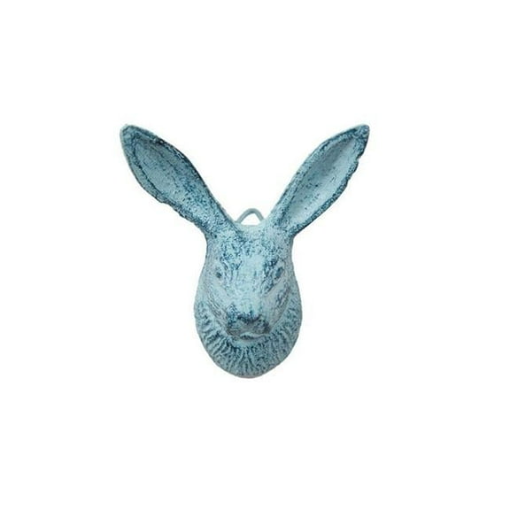Handcrafted Model Ships K-9037A-Dark-Blue Rustic Dark Blue Whitewashed Cast Iron Decorative Rabbit Hook, 5 in.