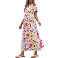 thumbnail image 3 of UVN Long Dresses for Women Summer Short Sleeve Casual Crewneck Maxi Dress with Pockets, 3 of 8