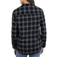 thumbnail image 3 of Jachs Girlfriend Women's' Super Soft Flannel Side Pockets Button Front Shirt-Black / M, 3 of 5
