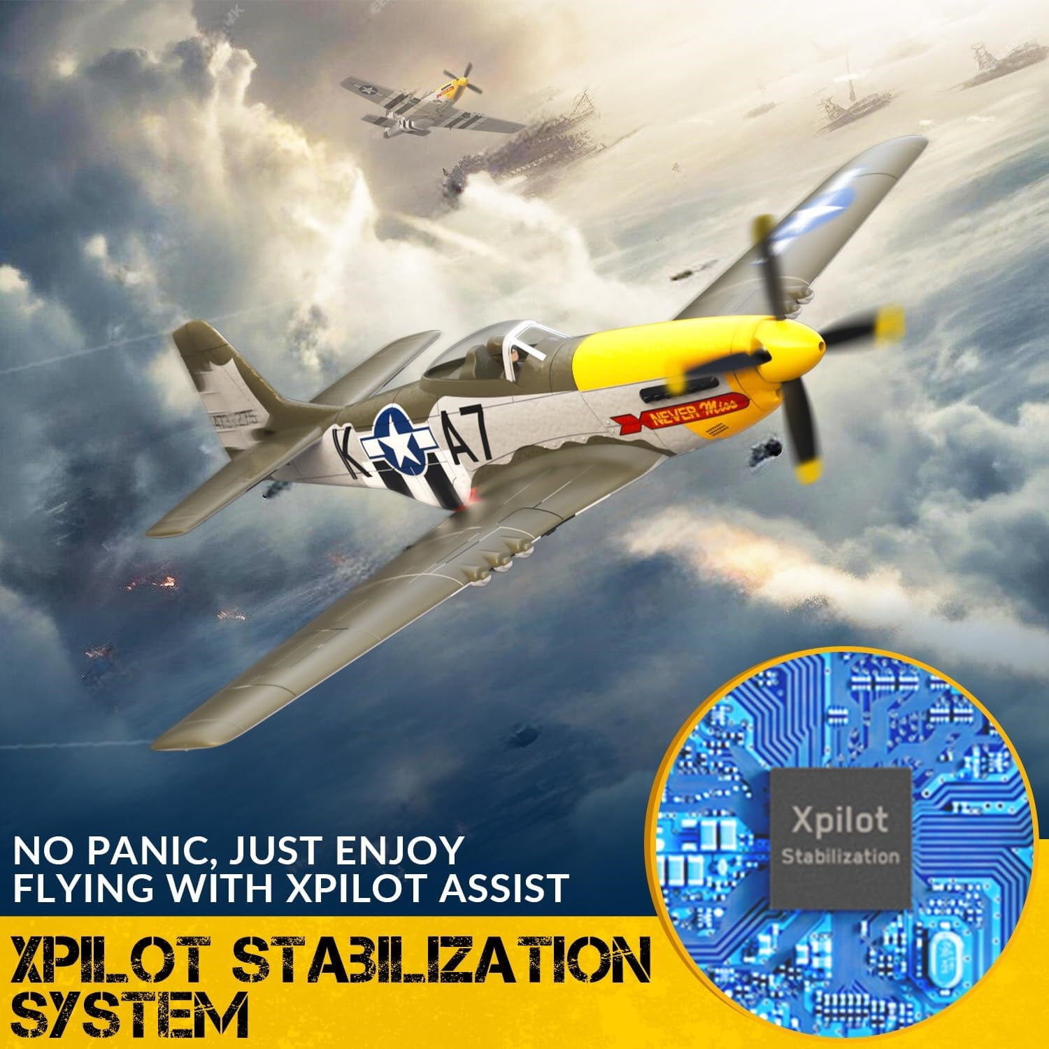Volantex P51D Mustang RC Plane 2.4G 4CH RC Aircraft Aerobatics RTF Glider For Age 8+ &Adults