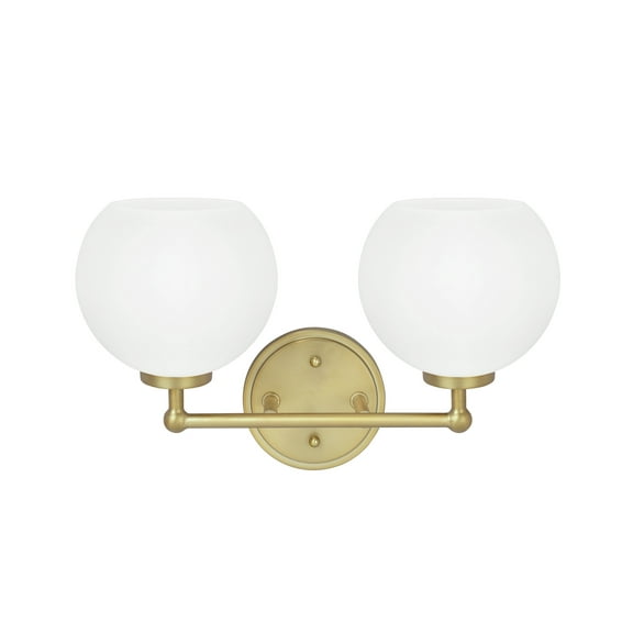 Aspen Creative 62223, Two-Light Metal Bathroom Vanity Wall Light Fixture, 14-1/2" Wide, Transitional Design in Gold